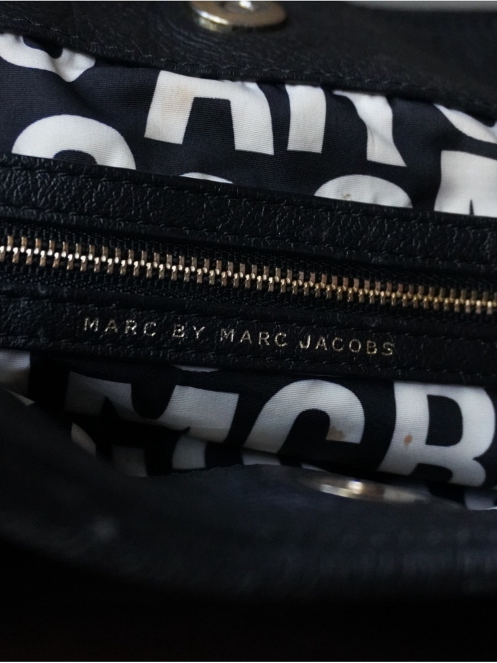 Marc by Marc Jacobs Black Leather Shoulder Bag with Gold Hardware - Picture 9 of 15